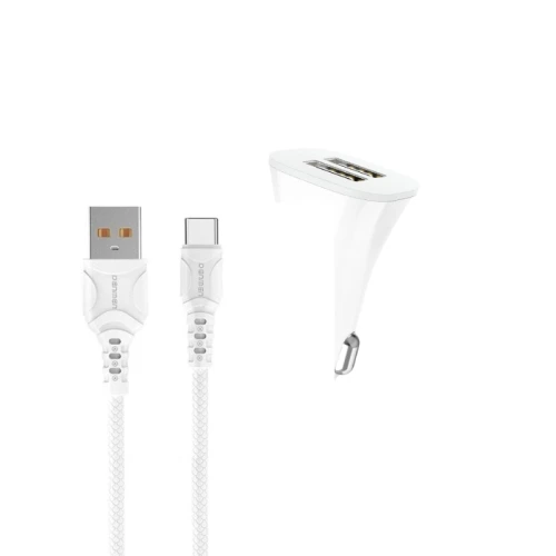 DENMEN DZ06T Auto punjač 2xUSB Fast 3,1A + Type C kabl BELI MOBILNI TELEFONI I TABLETI