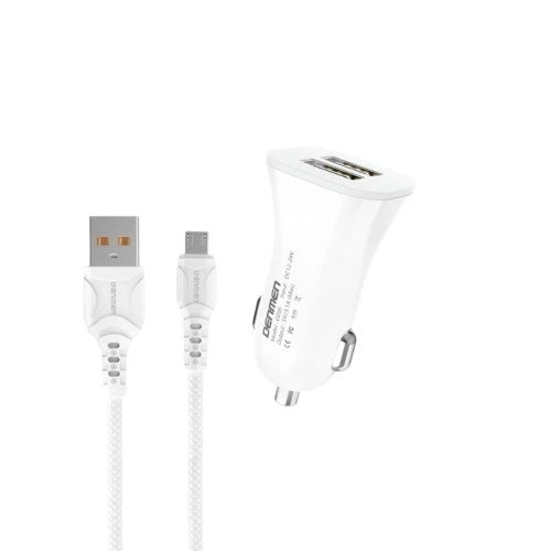 DENMEN DZ06V Auto punjač 2xUSB Fast 3,1A + Micro USB kabl BELI MOBILNI TELEFONI I TABLETI