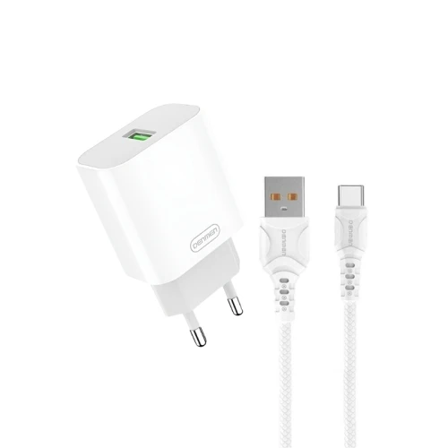 DENMEN DC07T Punjač za mobilne 18W 3,6A Fast + Type C kabl BELI MOBILNI TELEFONI I TABLETI