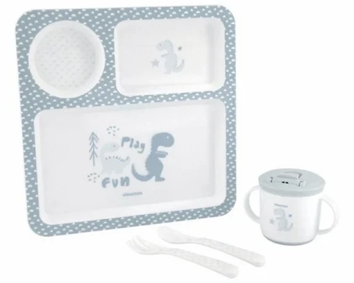 Kikka Boo Set posuđa 4 dela Dinosaur blue KKB40091 SVE ZA BEBE I DECU