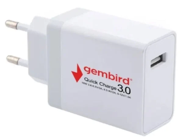 Gembird NPA-AC36 ** QC3.0 brzi punjac +Type C USB kabl,18W 3.6-6.5V/3A, 6.5V-9V/2A, 9V-12V/1.5A(343) IT KOMPONENTE I PERIFERIJA