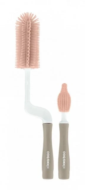 Kikka Boo Set silikonskih četki za čišćenje flašica i cucli 2 dela pink KKB90076 SVE ZA BEBE I DECU
