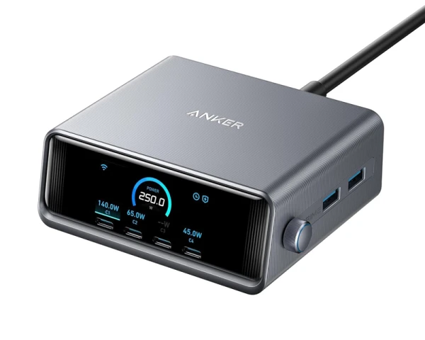 ANKER Prime 250W GaN stoni brzi punjač, 6-portova (4x USB-C, 2x USB-A) srebrni  MOBILNI TELEFONI I TABLETI