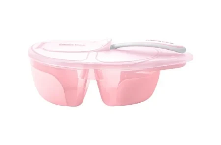 Kikka Boo Činija sa 2 pregrade i kašičicom Tasty pink KKB40143 SVE ZA BEBE I DECU