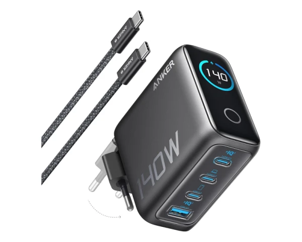 ANKER 140W zidni punjač 4-porta (3x USB-C, 1x USB-A), tamno sivi, USB-C kabl  MOBILNI TELEFONI I TABLETI