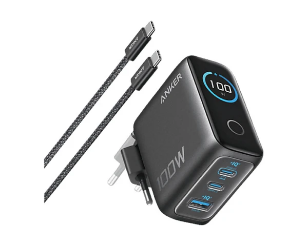 ANKER 100W GaN zidni brzi punjač, 3-porta (2x USB-C i 1x USB-A) tamno sivi  MOBILNI TELEFONI I TABLETI