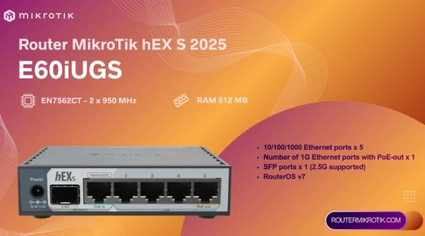 MikroTik Ruter E60iUGS hEX S, 5 x GB LAN/1 x WAN/2.5GbE SFP + USB3. IT KOMPONENTE I PERIFERIJA