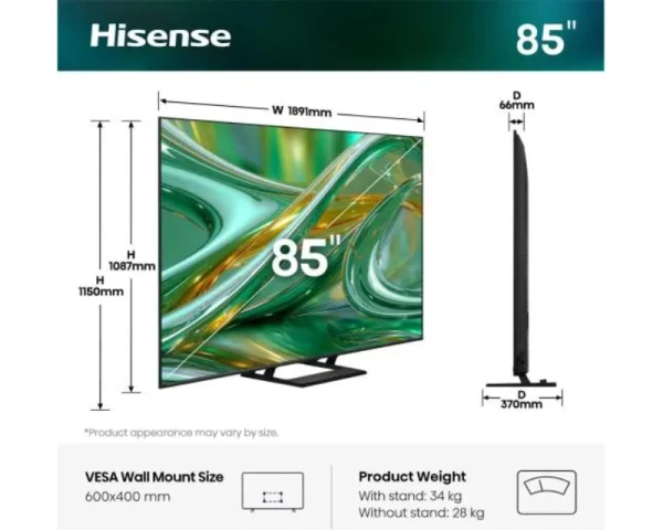 HISENSE 85 inča 85E8S ULED Mini LED 4K UHD Smart TV  TV, AUDIO,VIDEO