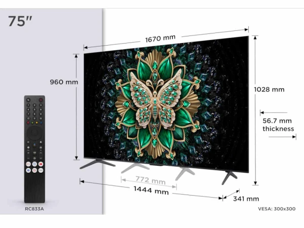TCL Televizor 75C6K MiniLED-QLED 75'' 4K UHD 144Hz Google TV TV, AUDIO,VIDEO