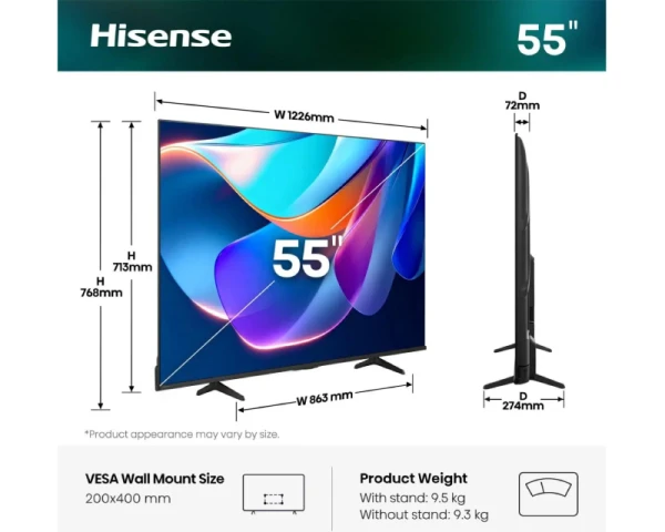 HISENSE 55 inča 55E6ST DLED 4K UHD Smart TV  TV, AUDIO,VIDEO