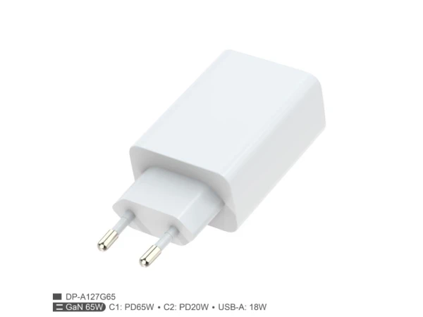 Fulmova AHDSC1212 GaN PD zidni punjač 65 W, 2× USB-C, 1× USB-A, sa USB-C kablom, beli MOBILNI TELEFONI I TABLETI