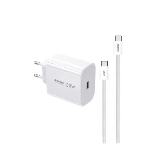 REMAX Strujni punjač Huiying GaN 30W TIP C+ kabl TIP C na TIP C CA-09, beli  MOBILNI TELEFONI I TABLETI