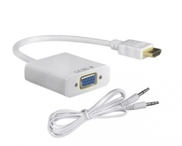 E-GREEN Adapter HDMI (M) - VGA D-sub (F) + Audio kabl 3.5mm (MM) beli IT KOMPONENTE I PERIFERIJA