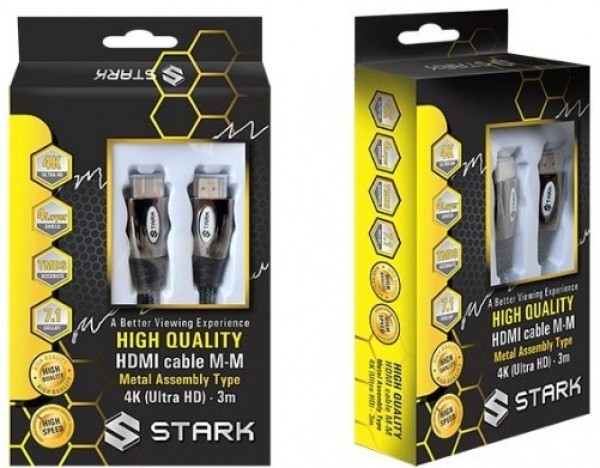 STARK kabl HDMI M-M, pozlaćen 4K(Ultra HD), metalno kućište, podržava 3D, 3m IT KOMPONENTE I PERIFERIJA