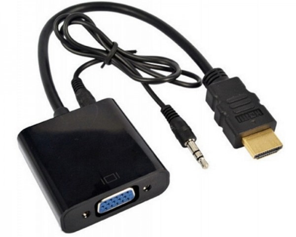 E-GREEN Adapter HDMI (M) - VGA D-sub (F) + Audio kabl 3.5mm (MM) crni IT KOMPONENTE I PERIFERIJA