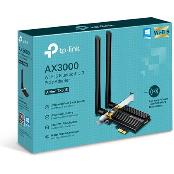 TP-Link AX3000 Wi-Fi 6 Bluetooth 5.0  PCI Express Adapter2402Mbps at 5 GHz + 574Mbps at 2.4 GHz' ( 'ARCHER TX50E' )  IT KOMPONENTE I PERIFERIJA