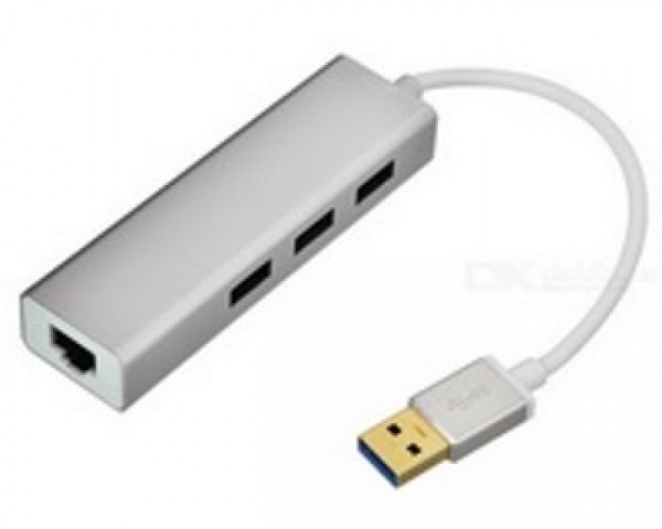 FAST ASIA USB 3.0 - HUB 3port + RJ45 (ž) beli IT KOMPONENTE I PERIFERIJA