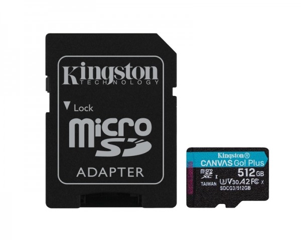 KINGSTON U3 V30 microSDXC 512GB Canvas Go Plus 170R A2 + adapter SDCG3512GB IT KOMPONENTE I PERIFERIJA