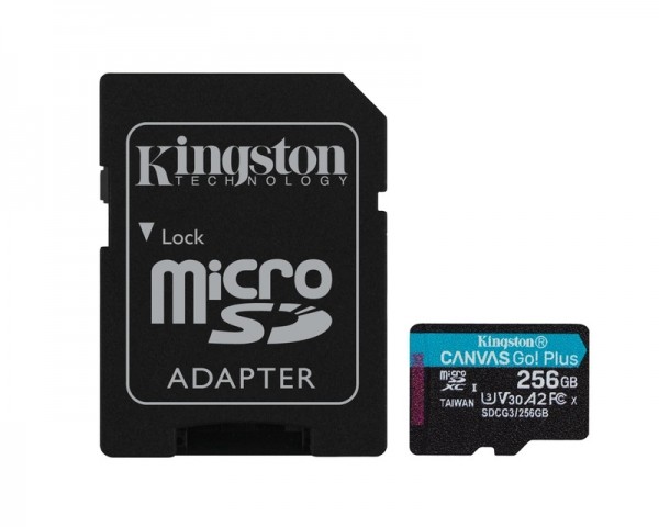 KINGSTON U3 V30 microSDXC 256GB Canvas Go Plus 170R A2 + adapter SDCG3256GB IT KOMPONENTE I PERIFERIJA