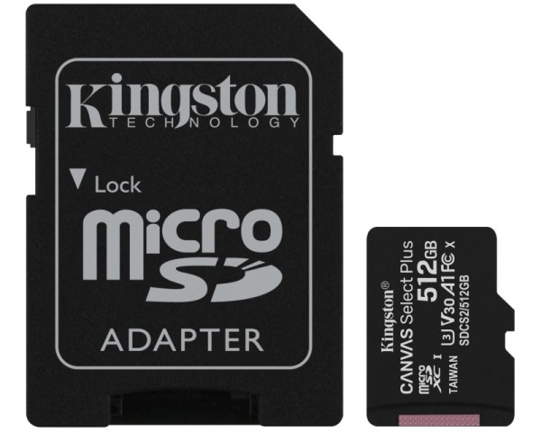 KINGSTON A1 MicroSDXC 512GB 100R class 10 SDCS2512GB + adapter IT KOMPONENTE I PERIFERIJA
