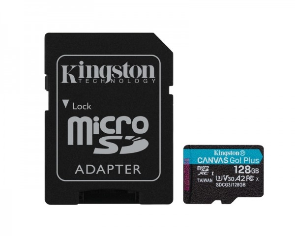 KINGSTON U3 V30 microSDXC 128GB Canvas Go Plus 170R A2 + adapter SDCG3128GB IT KOMPONENTE I PERIFERIJA