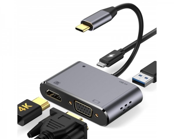 E-GREEN Adapter USB 3.1 Tip C (M) - HDMI+VGA+ 3.0 USB + tip C IT KOMPONENTE I PERIFERIJA