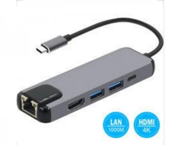 FAST ASIA Adapter-konvertor TIP-C na HDMI + 2xUSB 3.0 + TIP C + RJ45 IT KOMPONENTE I PERIFERIJA