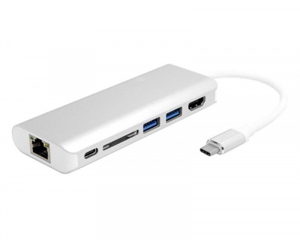 FAST ASIA Adapter-konvertor TIP C na HDMI+ 2xUSB 3.0+ SD+ TIP C+ RJ45 IT KOMPONENTE I PERIFERIJA