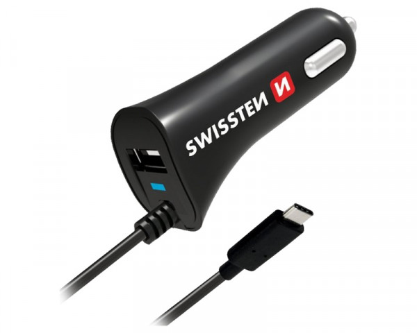 SWISSTEN Auto punjač TIP C sa kablom + USB 2,4A POKUĆSTVO