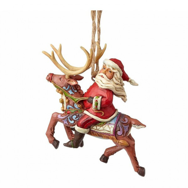 Santa Riding Reindeer Hanging Ornament Figure GAMING 
